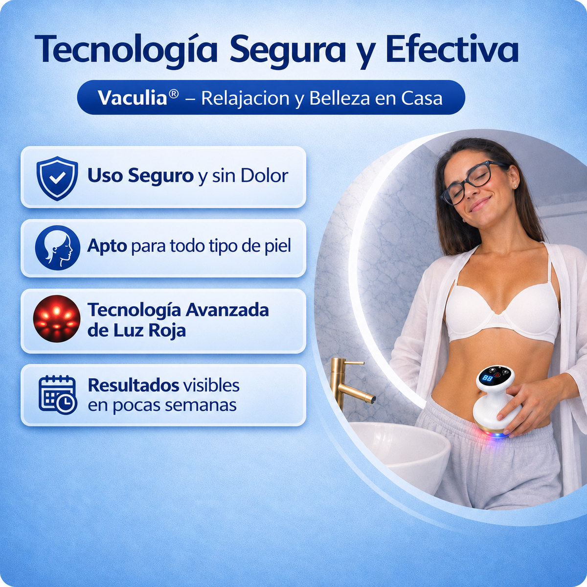 Vaculia® Masajeador Anticelulitis con Luz Roja y Azul